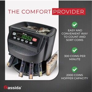 Cassida C200 Coin Sorter Digital Coin Counter Used Missing Trays